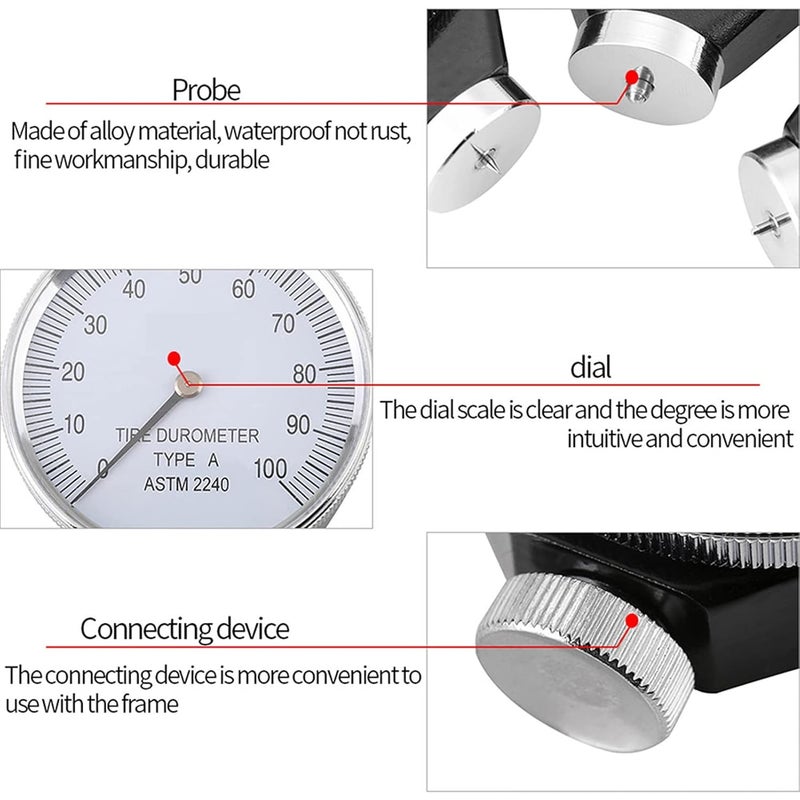 Moofey 0-100 HA Hardness Tester, Shore Type A Durometer, Rubber Tire Durometer Hardness Tester Meter for Rubber, Plastic, Tire, Leather, Wax (A Type) - Image 3